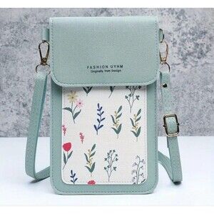 Fashion Uyhm Mint Green Floral Print‎ Phone Crossbody Bag